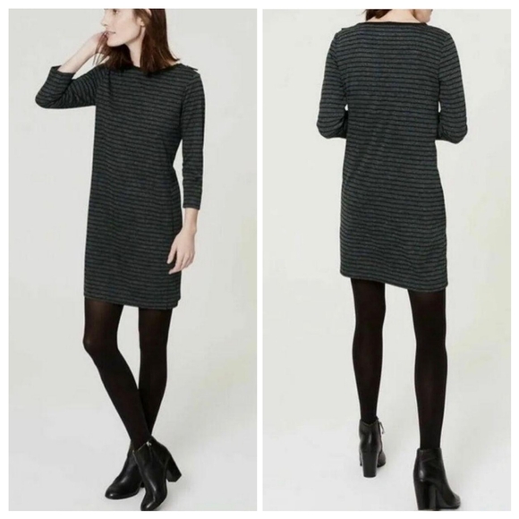 LOFT Dresses & Skirts - Ann Taylor LOFT Striped 3/4 Sleeve Dress w/ Shoulder Zipper ✨👗